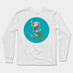 Minhwa: Lotus and Night Herons F Type (Korean traditional/folk art) Long Sleeve T-Shirt